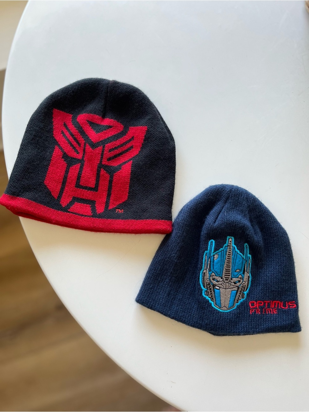 Bundle of 2 Hasbro Toddler/Kids Knit Transformers Beanies